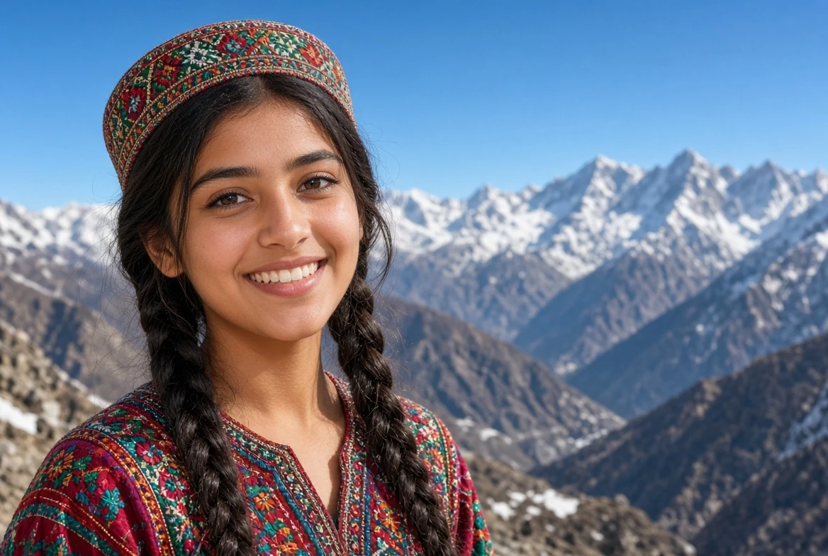 Illustrative portrait of Pakistani woman from northern communities